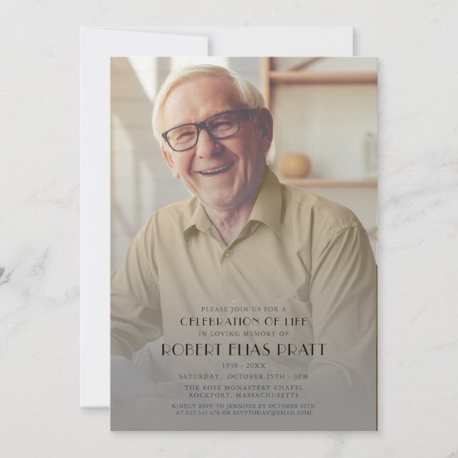 Invitation Célébration de la vie funéraire Photo personnalisé (Devant)