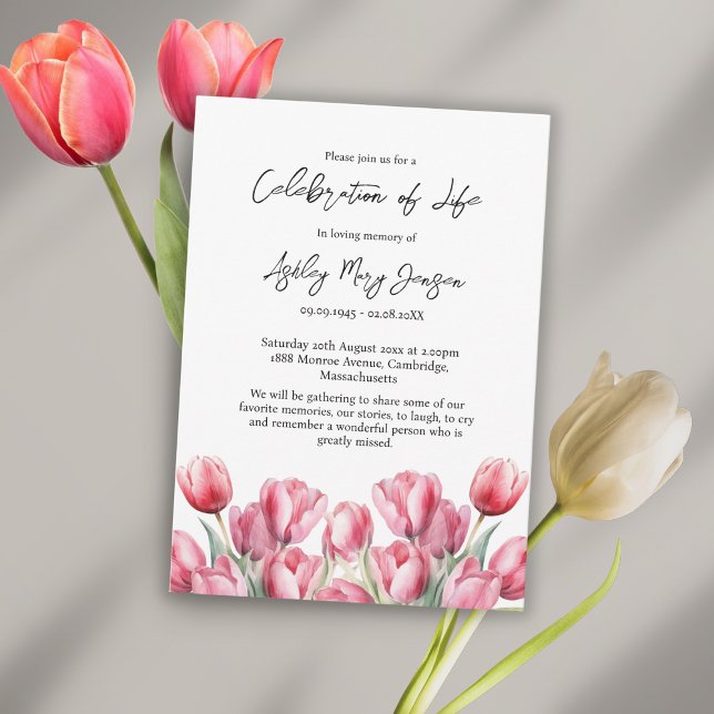 Invitation Célébration de la vie funéraire Tulipe (Créateur téléchargé)