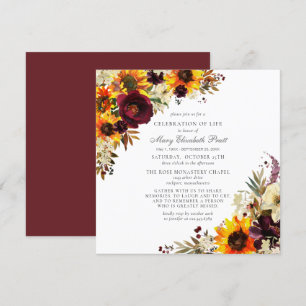 Invitation Célébration de la vie Funeral Memorial Tournesol