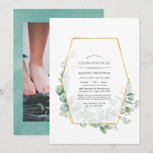 Invitation Célébration de la vie géométrique d'eucalyptus Pho