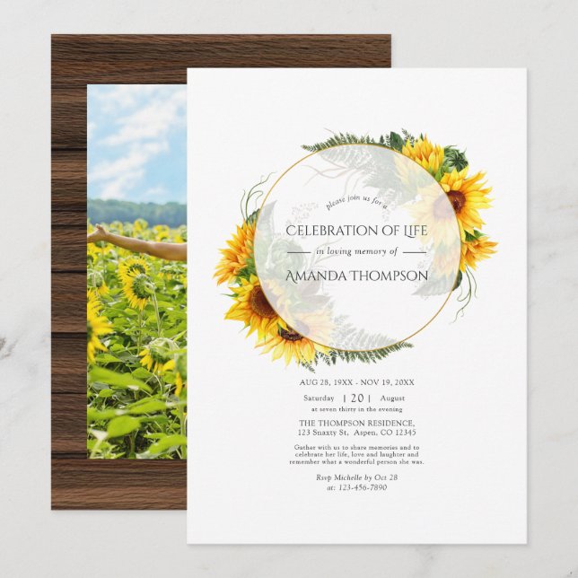Invitation Célébration de la vie géométrique rustique tournes (Devant / Derrière)