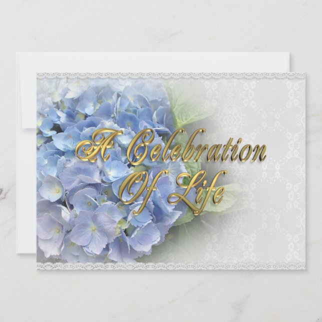Invitation Célébration de la vie Hydrangea et dentelle (Devant)