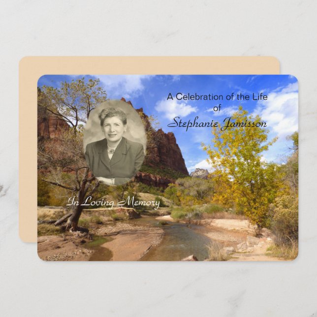 Invitation Célébration de la vie Invitation, Paysage avec pho (Devant / Derrière)