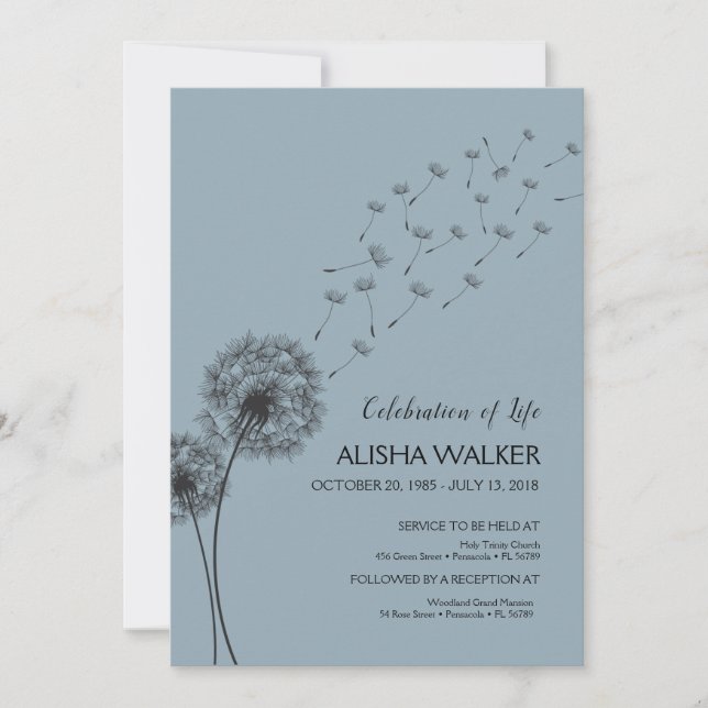 Invitation Célébration de la vie Invitation, service commémor (Devant)