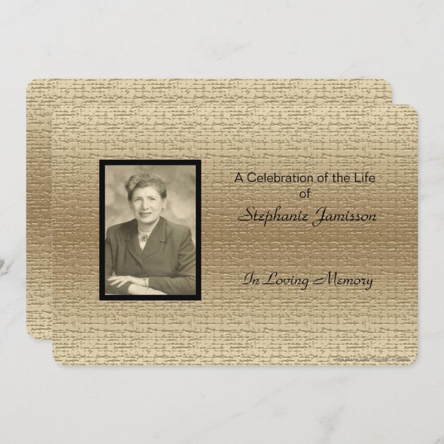 Invitation Célébration de la vie, l'or avec photo, photo (Devant / Derrière)