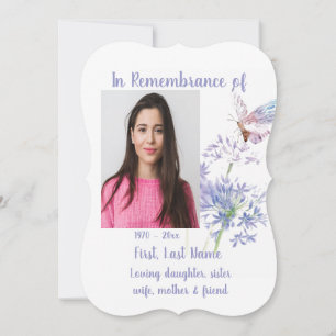 Invitation Célébration de la vie Mémorial Aquarelle Papillon