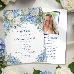 Invitation Célébration de la vie mémorial de l'hortensia bleu