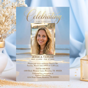 Invitation Célébration de la vie Mémorial Plage Océan & Poème