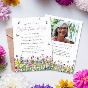 Invitation Célébration de la vie mémorielle florale lumineuse