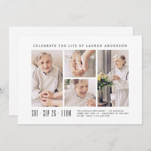 Invitation Célébration de la vie Moderne Simple 4 Photo Colla