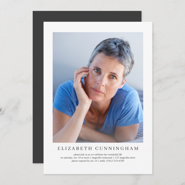 Invitation Célébration de la vie Moderne Simple Élégant (Devant / Derrière)