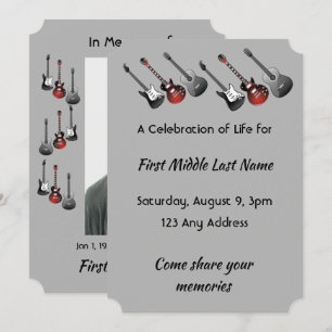 Invitation Célébration de la vie musicienne Guitare Musique
