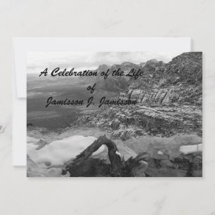Invitation Célébration de la vie Neige d'hiver noire blanche