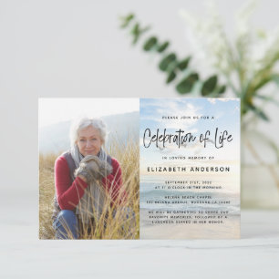 Invitation Célébration de la vie Océan Photo Funéraire Invita