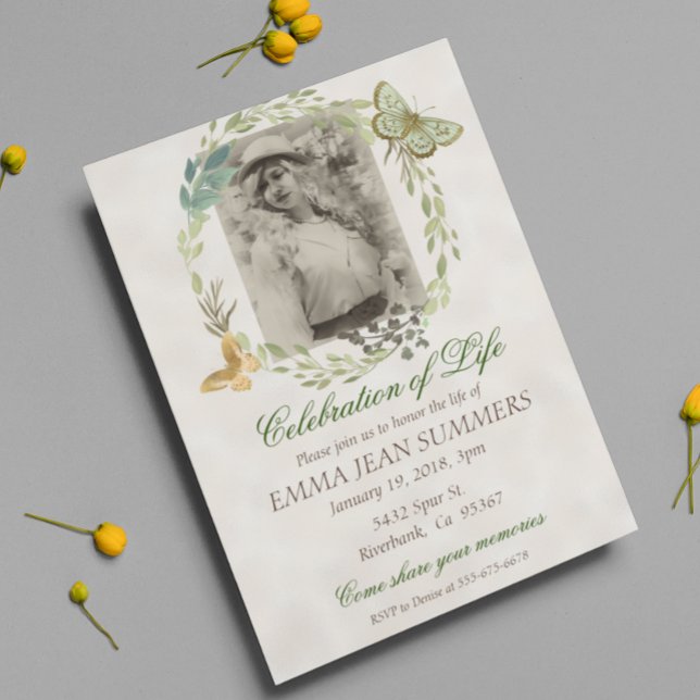 Invitation Célébration de la vie Papillon de la Terre verte (Créateur téléchargé)