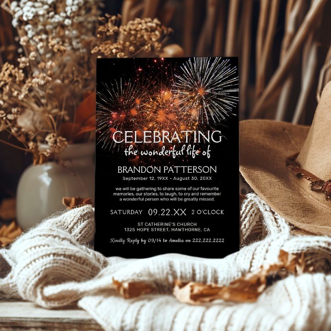 Invitation Célébration de la vie par les feux d'artifice | Fu (Créateur téléchargé)