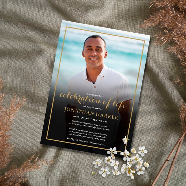 Invitation Célébration de la vie par photo de funérailles mod (Créateur téléchargé)