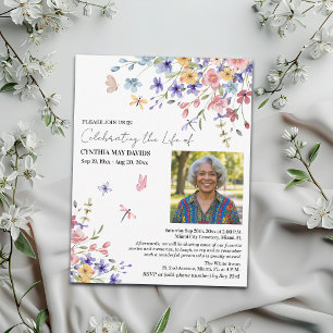 Invitation Célébration de la vie Photo de fleurs sauvages