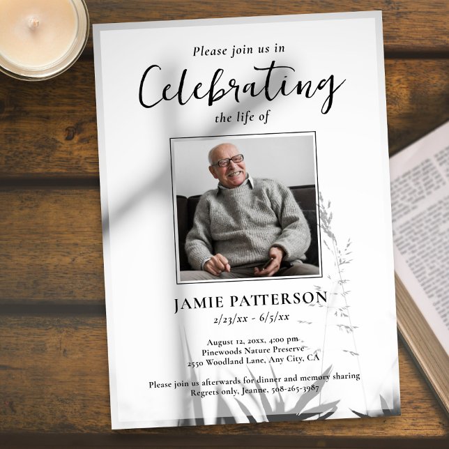 Invitation Célébration de la vie Photo Funérailles Croix chré (Créateur téléchargé)