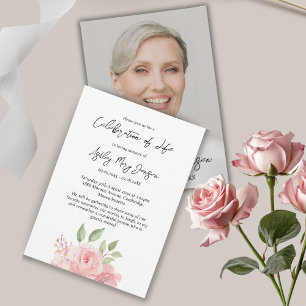 Invitation Célébration de la vie photo funéraire de Rose