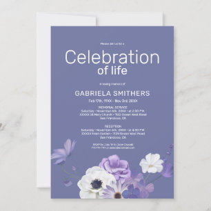 Invitation Célébration de la vie Purple Floral Funeral Memori