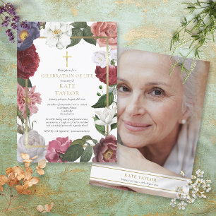 Invitation Célébration de la vie Rose Floral