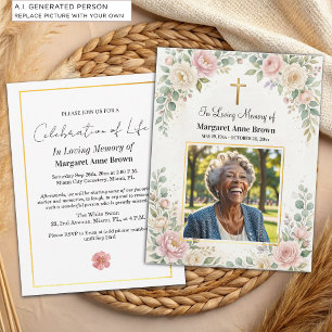 Invitation Célébration De La Vie Roses De Jardin Aquarelle Ph