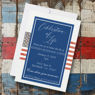 Invitation Célébration de la vie Service commémoratif Drapeau