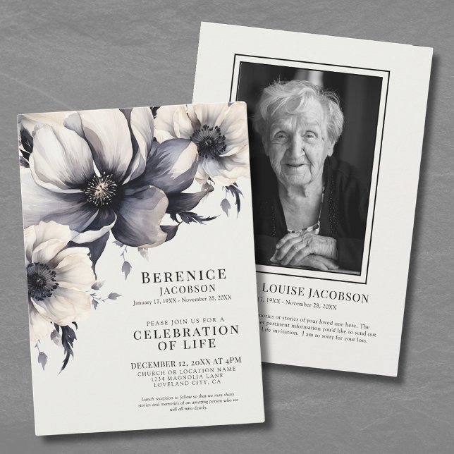 Invitation Célébration De La Vie Service Funèbre Élégant (Celebration Of Life Elegant Memorial Service Invitation)