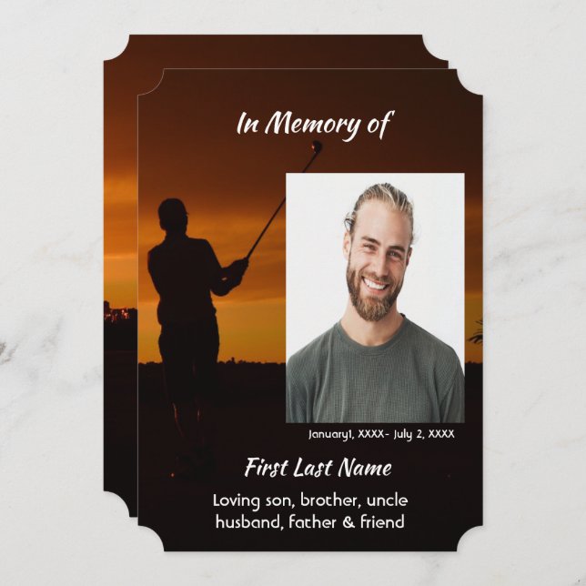 Invitation Célébration de la vie Service Golfing Golf Golf Go (Devant / Derrière)