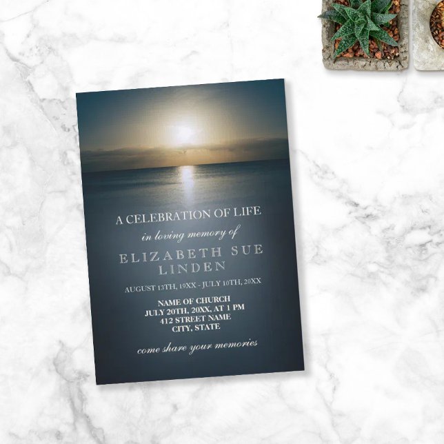 Invitation Célébration de la vie | Soleil sur l'océan (Créateur téléchargé)