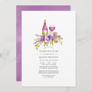 Invitation Célébration de la vie sur le thème du vin floral p