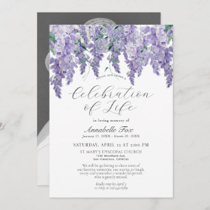 Invitation Célébration de la Wisteria de Life Funeral Memoria