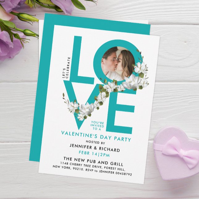 Invitation Célébration de l'amour turquoise amusante Script P (Créateur téléchargé)