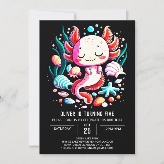 Invitation Célébration de l'Anniversaire de enfant Ocean Axol (Devant)