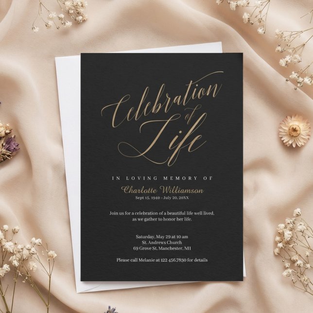 Invitation Célébration de l'anniversaire de la mort - Calligr (Death Anniversary Celebration of Life Calligraphy Invitation)