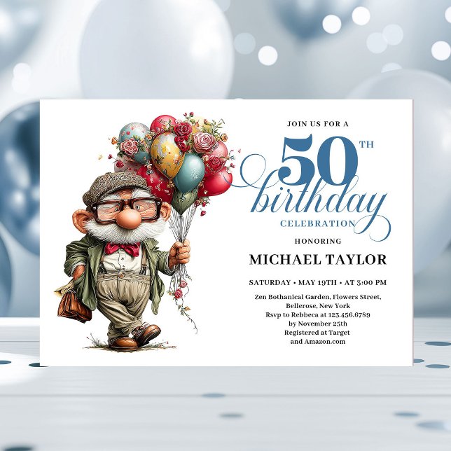 Invitation Célébration de l'anniversaire des 50 ans de l'homm (Comic Funny Man 50th Birthday Party Celebration)