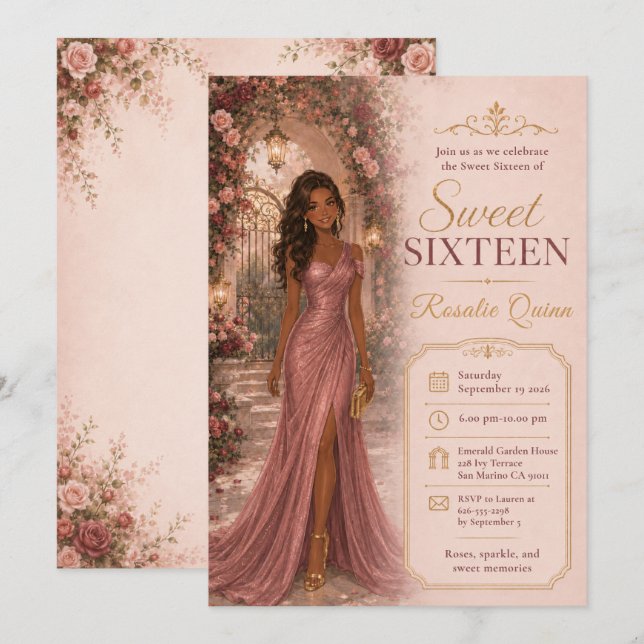 Invitation Célébration de l'arche de jardin pour un Sweet Six (Devant / Derrière)