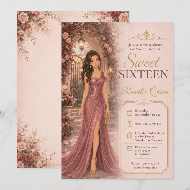 Invitation Célébration de l'arche de jardin pour un Sweet Six (Devant / Derrière)