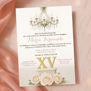 Invitation Célébration de l'élégant lustre blanc Quinceañera