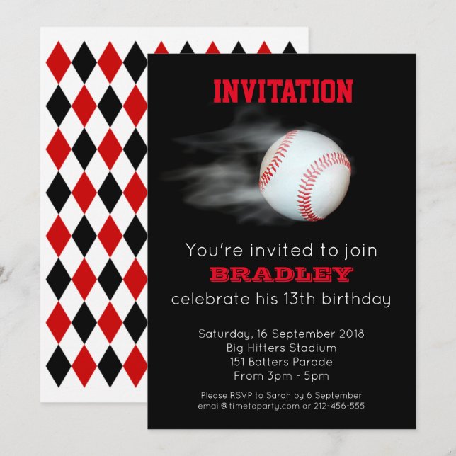 Invitation Célébration de l'équipe de baseball Pitch The Ball (Devant / Derrière)