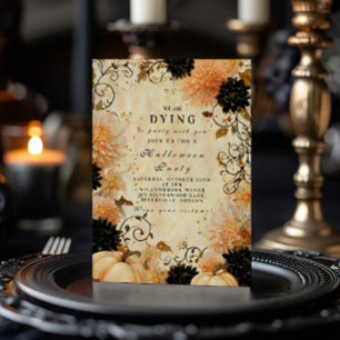 Invitation Célébration de l'Halloween gothique noir Dahlia