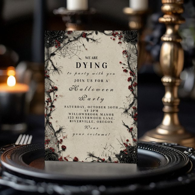 Invitation Célébration de l'Halloween Rose gothique (Créateur téléchargé)