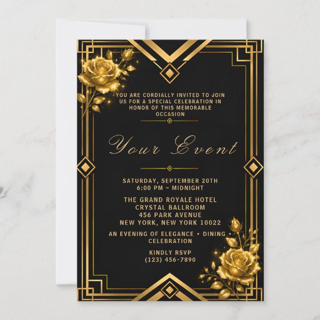 Invitation Célébration de luxe en soirée (Devant)
