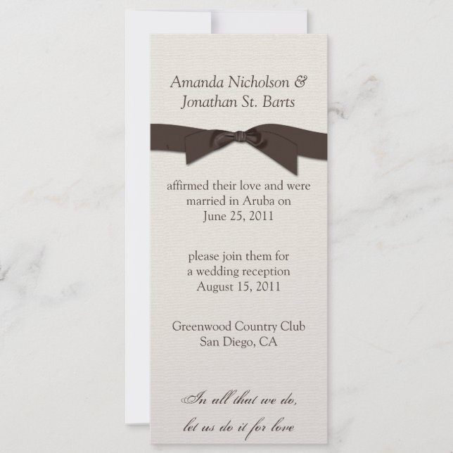 Invitation Célébration de mariage après la cérémonie avec rub (Devant)