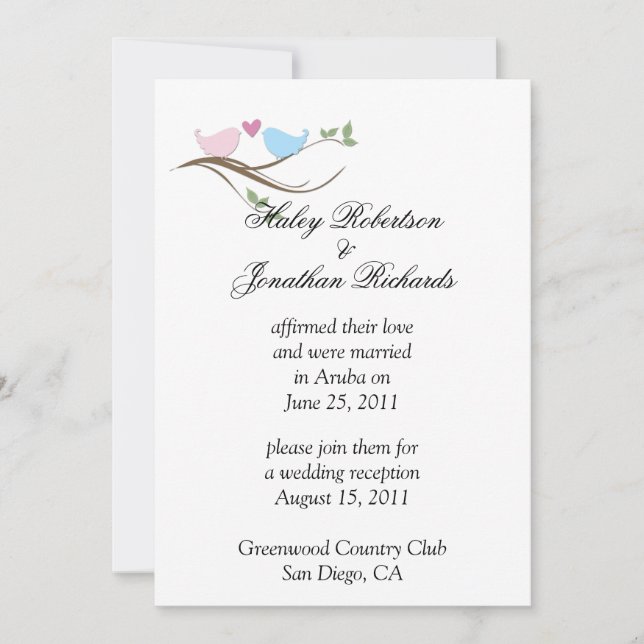 Invitation Célébration de mariage après les tourtereaux (Devant)