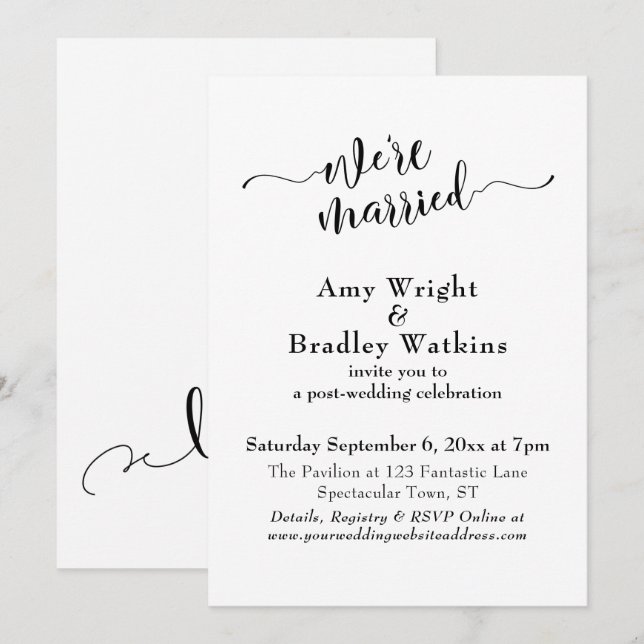 Invitation Célébration de mariage avec une typographie élégan (Devant / Derrière)