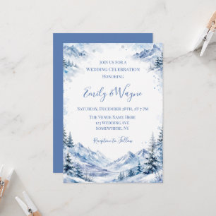 Invitation Célébration de mariage dans les montagnes enneigée