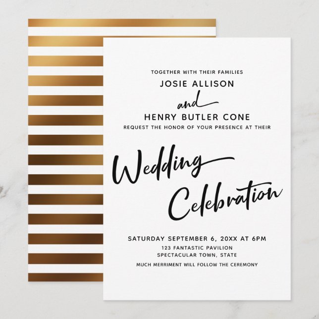 Invitation Célébration de mariage de calligraphie moderne ave (Devant / Derrière)