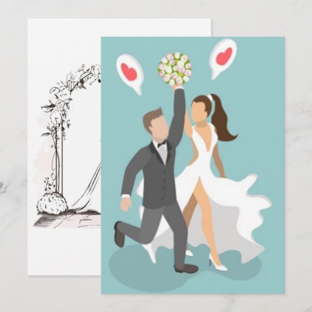 Invitation Célébration de mariage de couple aquarelle joyeuse (Devant / Derrière)